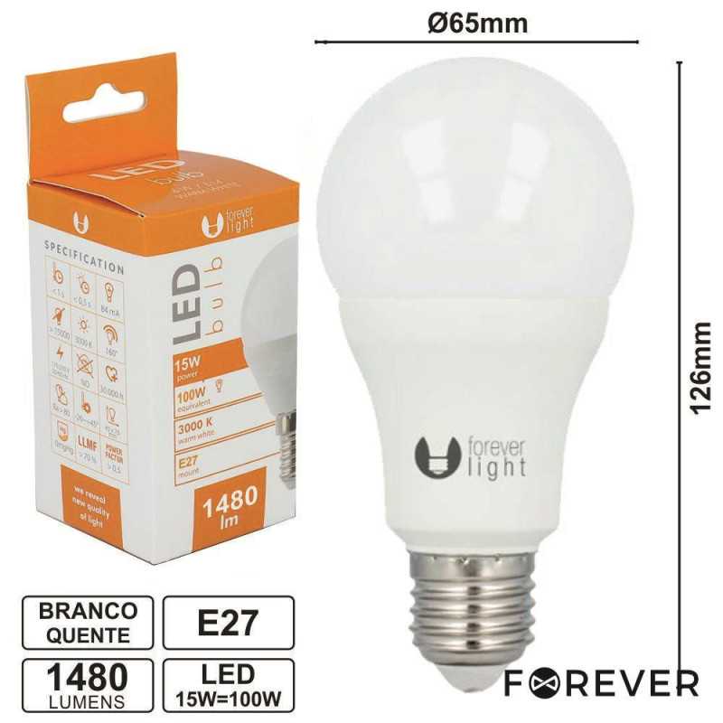 LÂMPADA LED E27 GLOBO A65 15W 230V 3000K 1480LM