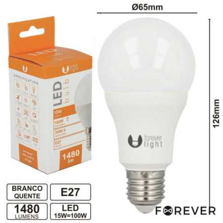 LÂMPADA LED E27 GLOBO A65 15W 230V 3000K 1480LM