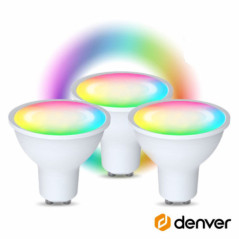 CONJUNTO 3 LÂMPADAS GU10 5W 230V LED RGB WIFI TUYA DENVER