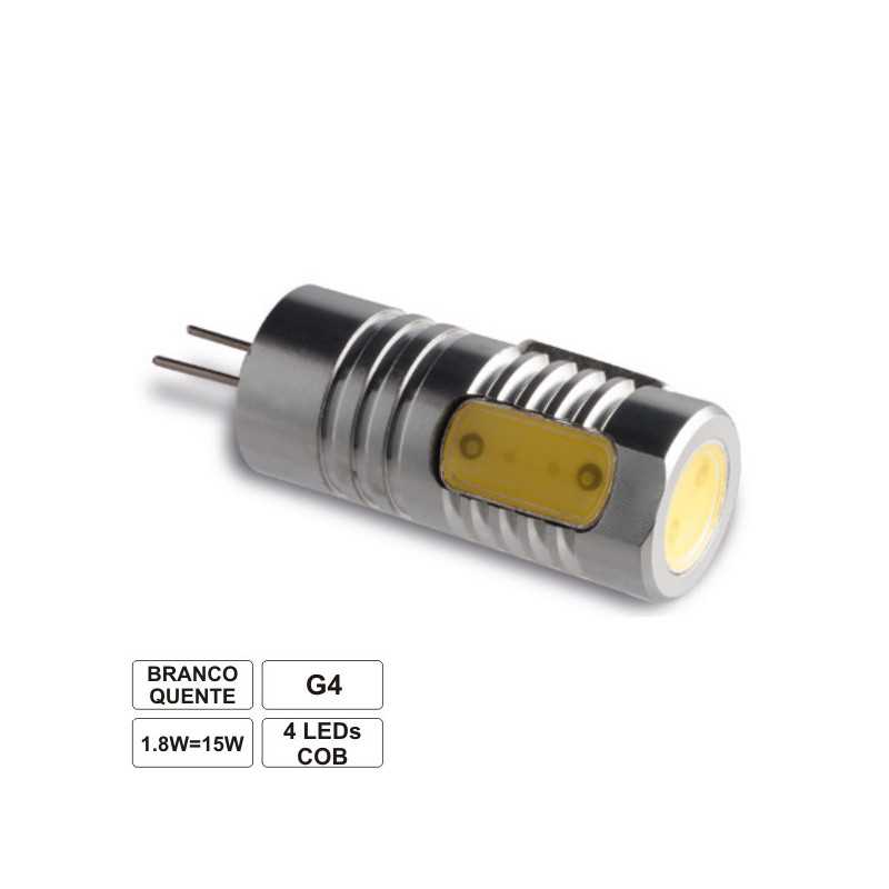 LÂMPADA G4 18W 12V 1 LED SMD COB BRANCO QUENTE