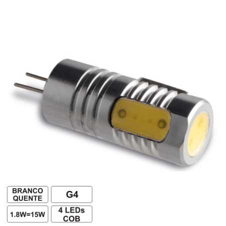 LÂMPADA G4 18W 12V 1 LED SMD COB BRANCO QUENTE