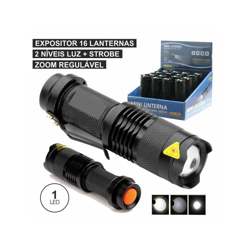 EXPOSITOR 16 LANTERNAS 1 SUPER LED 3W ZOOM REGULÁVEL