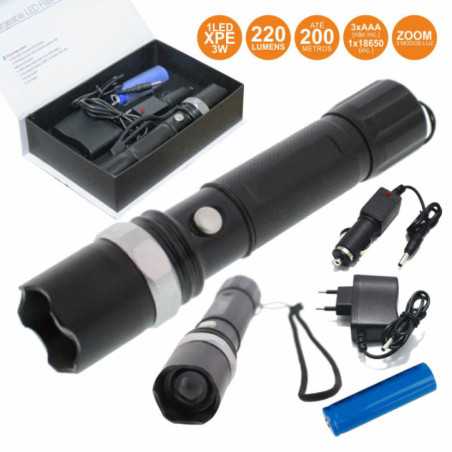 LANTERNA C 1 LED XPE 3W 3 NÍVEIS LUZ ZOOM 220LM WELL