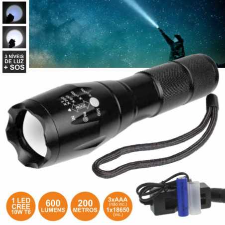 LANTERNA C 1 LED XPE 10W 5 NÍVEIS LUZ ZOOM 600LM WELL