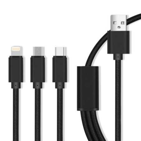 CABO USBA 20 MICRO USBB IPHONE 8P USBC PRETO