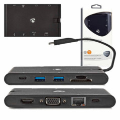 HUB USBC C 2X USBC 2XUSB VGA HDMI LEITOR CARTÕES