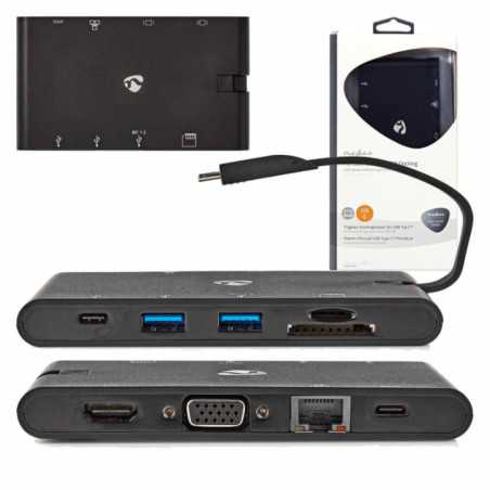 HUB USBC C 2X USBC 2XUSB VGA HDMI LEITOR CARTÕES