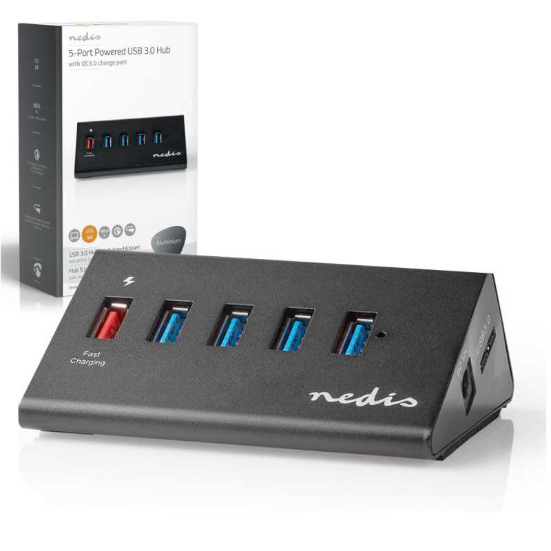 HUB USB 5 PORTAS USB 30 QUICKCHARGE NEDIS