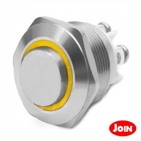 COMUTADOR PULSADOR METAL REDONDO 12V NA AMARELO