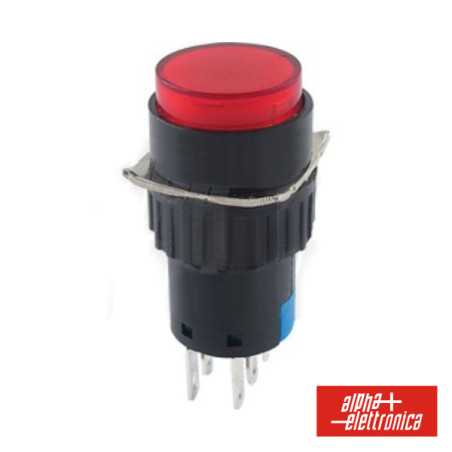 COMUTADOR PULSADOR REDONDO 230V 2 NA 2 NF VERMELHO BIPOLA