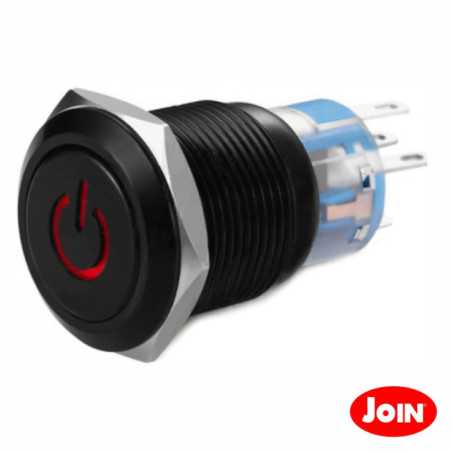 INTERRUPTOR REDONDO DE METAL 12V PRETO VERMELHO