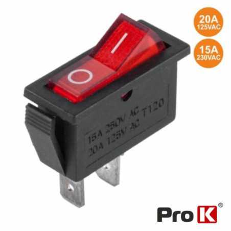 INTERRUPTOR BASCULANTE C LUZ 15A250V SPST ONOFF PROK