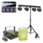 SUPORTE C 4 PROJETORES MÁQUINA DE FUMOS 400W E LÍQUIDO 5L
