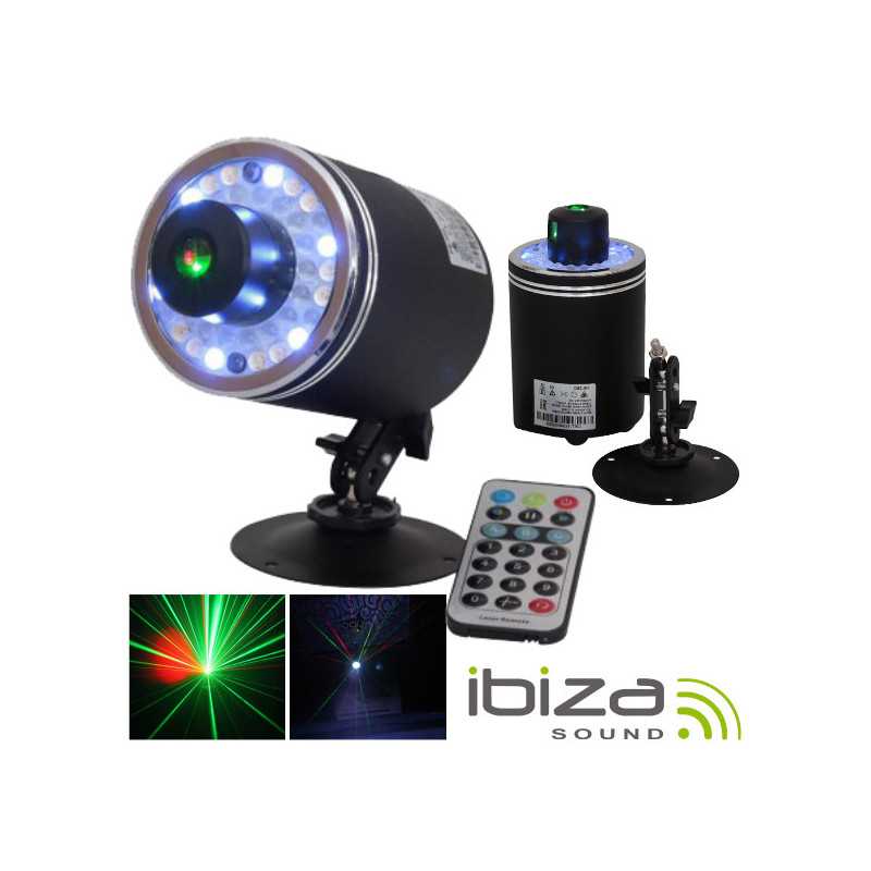 LASER VERMELHO VERDE C 18 LEDS RGB 360° COMANOD MIC IBIZA