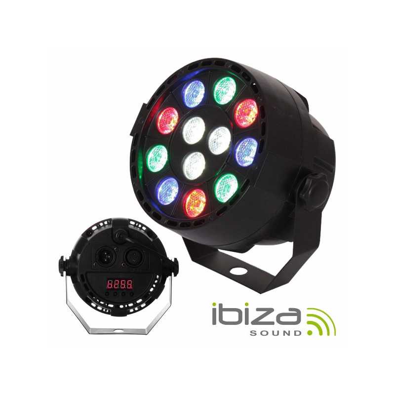 PROJETOR PAR C 12 LEDS 1W CREE RGBW DMX MIC IBIZA