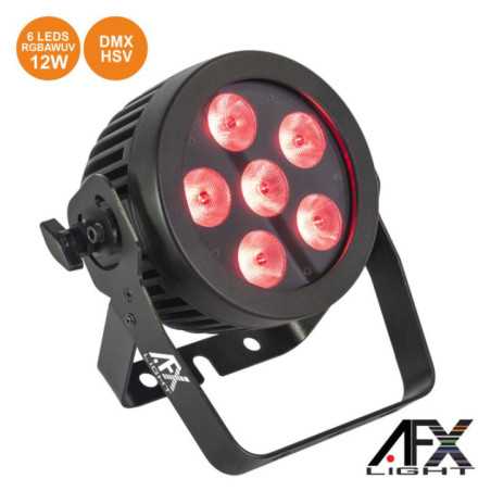 PROJETOR PAR C 6 LEDS RGBAWUV 12W DMXHSV AFXLIGHT