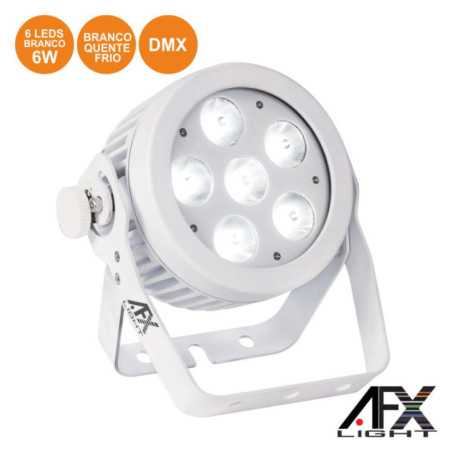 PROJETOR PAR C 6 LEDS BRANCOS 2 TONS 6W DMX AFXLIGHT