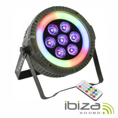 PROJETOR PAR C 7 LEDS 6W RGBW 1 ANEL LED DMX IBIZA