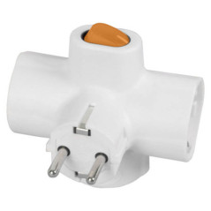 FICHA ELÉTRICA TRIPLA 3 SCHUKO INTERRUPTOR