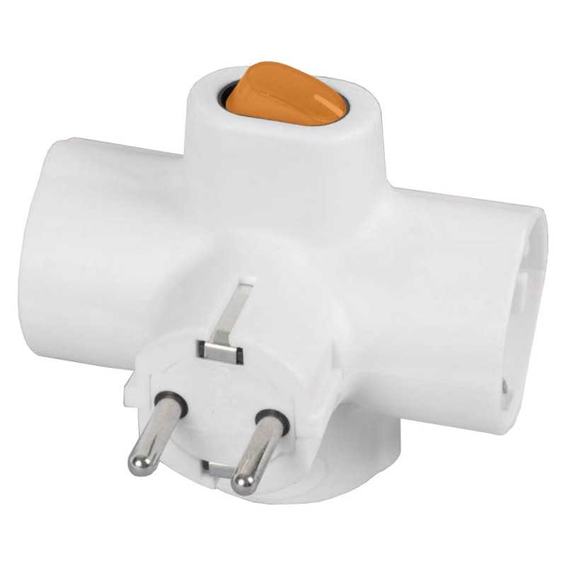 FICHA ELÉTRICA TRIPLA 3 SCHUKO INTERRUPTOR