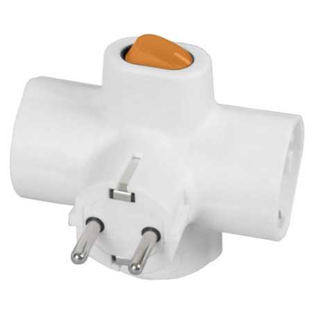 FICHA ELÉTRICA TRIPLA 3 SCHUKO INTERRUPTOR