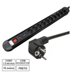TOMADA ELÉTRICA C 10 SAÍDAS INTERRUPTOR PROTEÇÃO 15M EDH