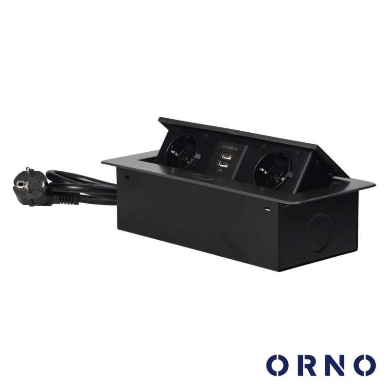 TOMADA ELÉTRICA ENCASTRAR 2X SCHUKO 2X USB CINZENTO ORNO