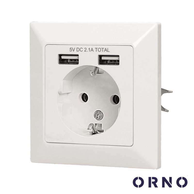TOMADA ELÉTRICA C 2 PORTAS USBA ORNO