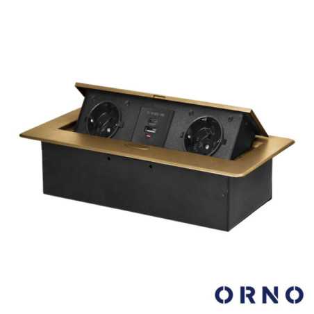 TOMADA ELÉTRICA ENCASTRAR 2X SCHUKO 2X USB DOURADO ORNO
