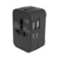 FICHA ADAPTADORA VIAGEM UNIVERSAL PRETA C 2 USB