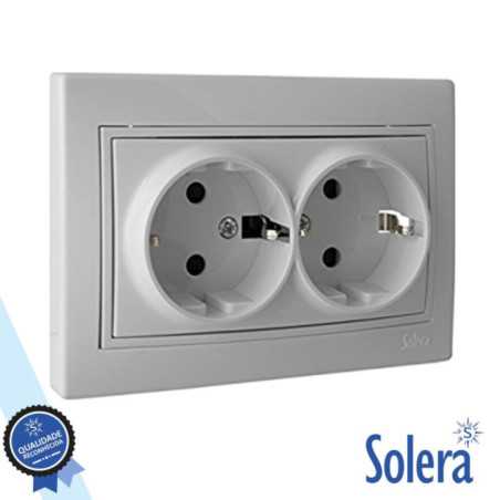 TOMADA ELÉTRICA ENCASTRAR DUPLA C TERRA SOLERA