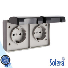 TOMADA ELÉTRICA SUPERFÍCIE DUPLA C TAMPA VDE IP54 SOLERA