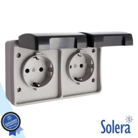 TOMADA ELÉTRICA SUPERFÍCIE DUPLA C TAMPA VDE IP54 SOLERA