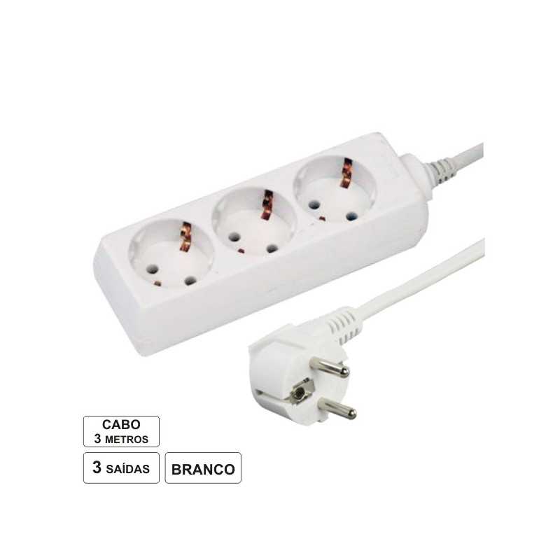 TOMADA ELÉTRICA C 3 SAÍDAS 3M BRANCO