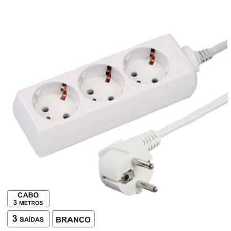 TOMADA ELÉTRICA C 3 SAÍDAS 3M BRANCO