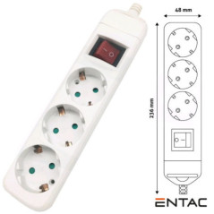 TOMADA ELÉTRICA C 3 SAÍDAS SCHUKO INTERRUPTOR ENTAC