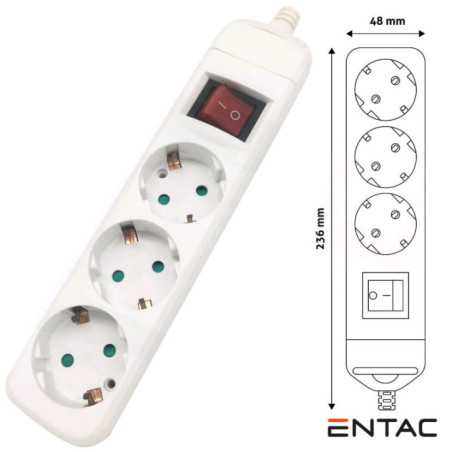 TOMADA ELÉTRICA C 3 SAÍDAS SCHUKO INTERRUPTOR ENTAC