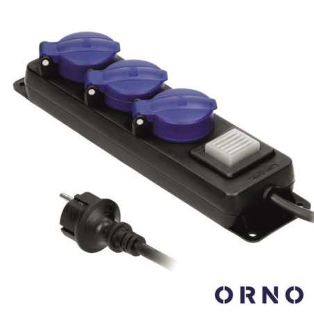 EXTENSÃO ELÉTRICA 3X SCHUKO C INTERRUPTOR 3M IP44 ORNO