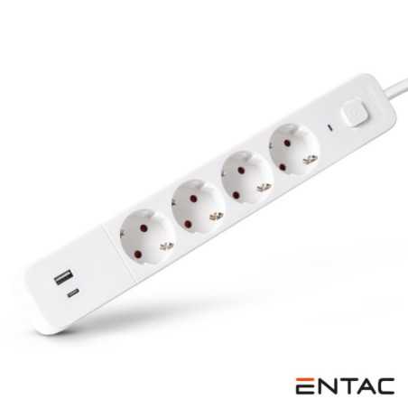 EXTENSÃO ELÉTRICA 4X SCHUKO 2 USB C INTERRUPTOR 15M ENTAC