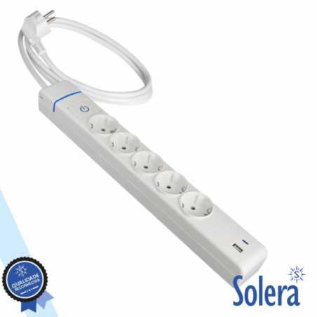 TOMADA ELÉTRICA C 5 SAÍDAS INTERRUPTOR USB 15M ION SOLERA