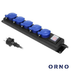 EXTENSÃO ELÉTRICA 5X SCHUKO C INTERRUPTOR 5M IP44 ORNO