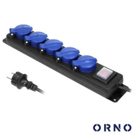 EXTENSÃO ELÉTRICA 5X SCHUKO C INTERRUPTOR 5M IP44 ORNO