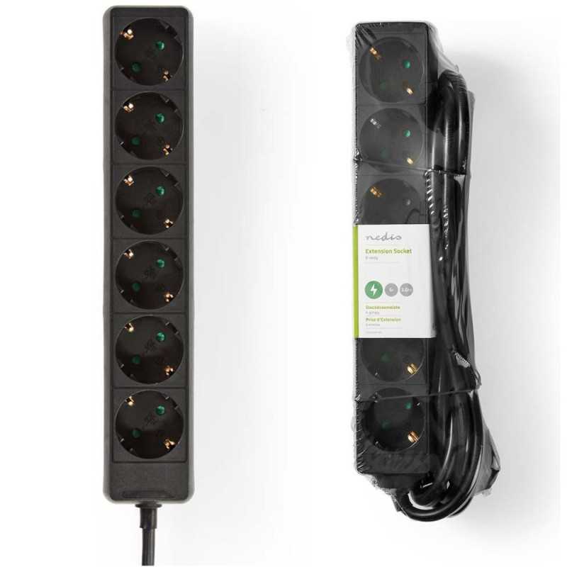 TOMADA ELÉTRICA C 6 SAÍDAS INTERRUPTOR PROTEÇÃO 3M NEDIS
