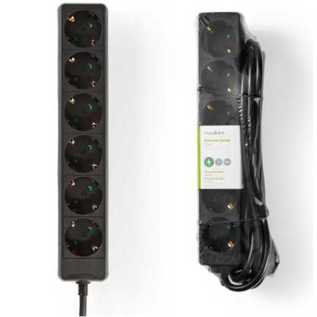 TOMADA ELÉTRICA C 6 SAÍDAS INTERRUPTOR PROTEÇÃO 3M NEDIS