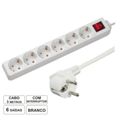 TOMADA ELÉTRICA C 6 SAÍDAS INTERRUPTOR 3M