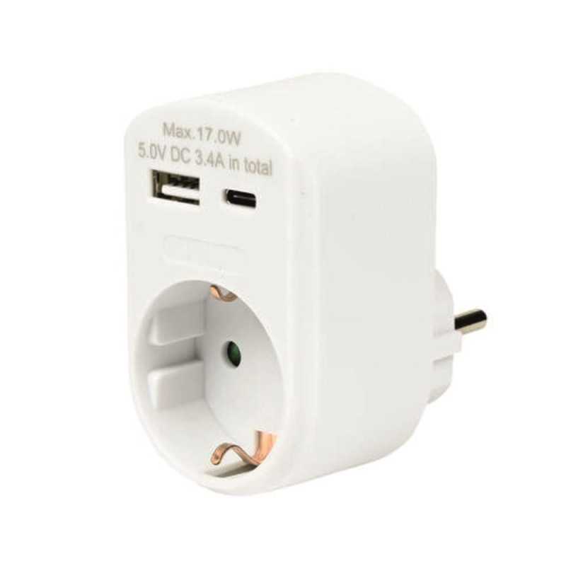 FICHA ELÉTRICA ADAPTADORA 1X SCHUKO USBAUSBC