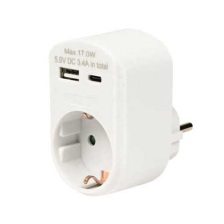 FICHA ELÉTRICA ADAPTADORA 1X SCHUKO USBAUSBC