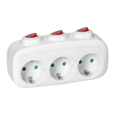 FICHA ELÉTRICA ADAPTADORA 3X SCHUKO C INTERRUPTORES VIRONE