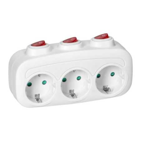 FICHA ELÉTRICA ADAPTADORA 3X SCHUKO C INTERRUPTORES VIRONE