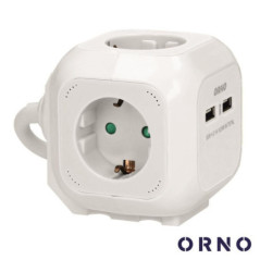 EXTENSÃO ELÉTRICA 4X SCHUKO 2X USBA 14M ORNO